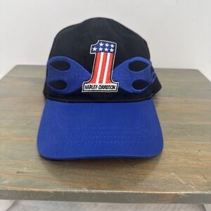 Harley Davidson MOTOR CYCLES No. 1 USA Flag (Adjustable) Cap Hat Youth Size Nice